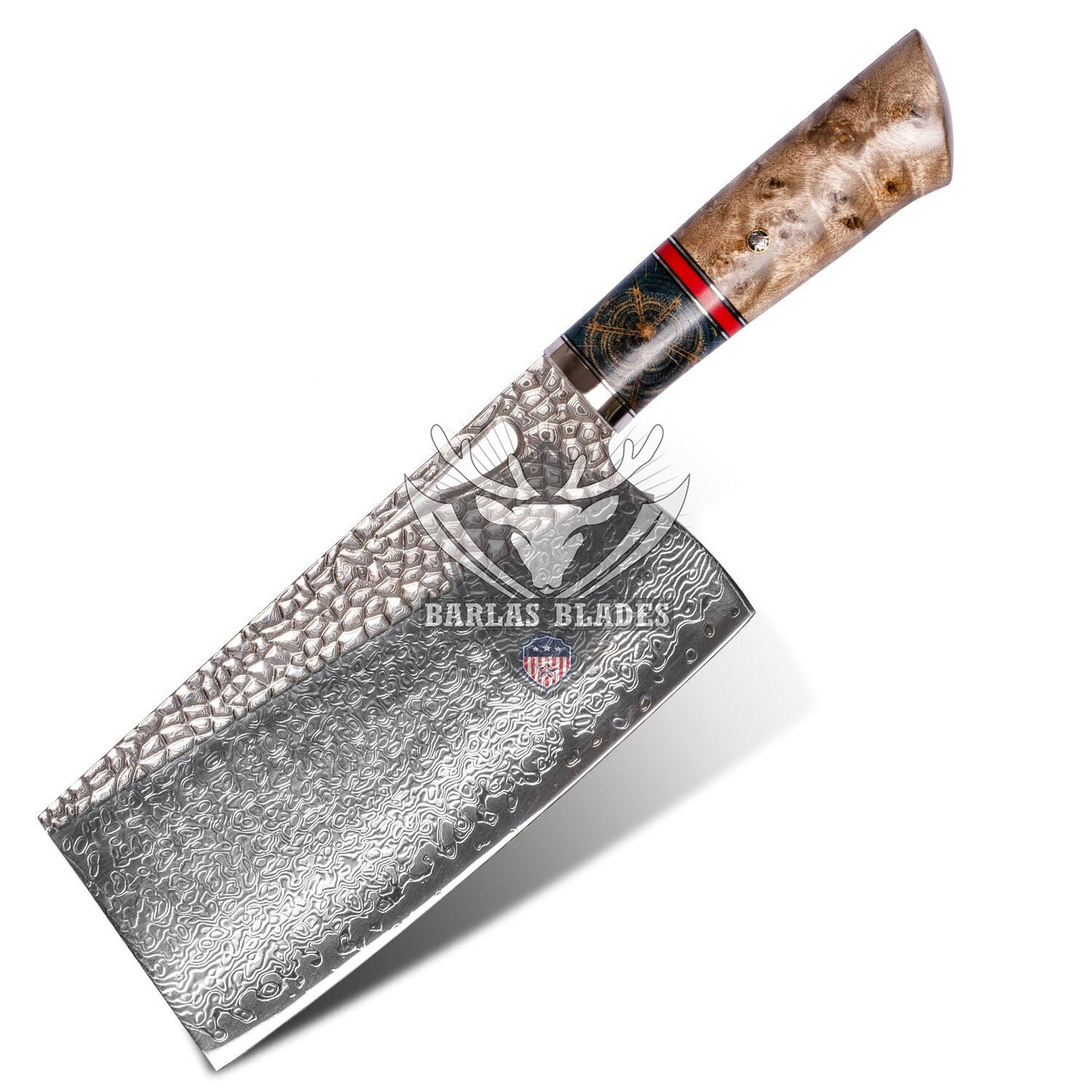 BARLAS BLADES Diamond Pattern 103 Layers Damascus Steel Chef Cleaver knife 60 HRC Sharp Edge-Chef Cleaver Knife-BARLAS BLADES