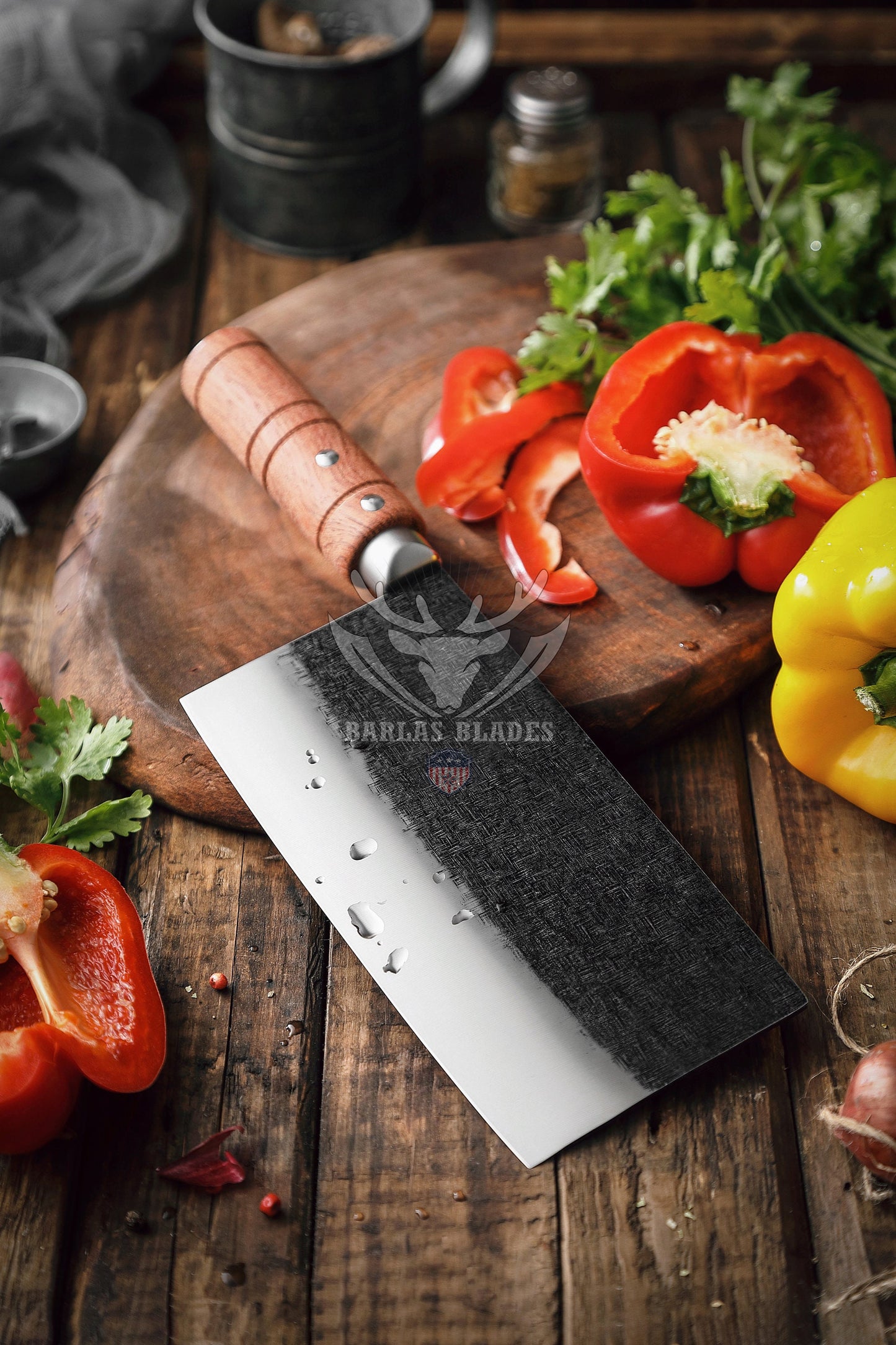 BARLAS BLADES Handmade Chef Cleaver Knife 7CR17MOV Steel Blade Sharp Edge Padauk Wood Handle-Cleaver Knife-BARLAS BLADES