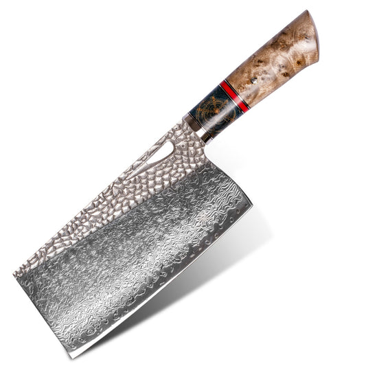 BRBLD Diamond Pattern 103 Layers Damascus Steel Chef Cleaver knife-Chef Cleaver Knife-BARLAS BLADES