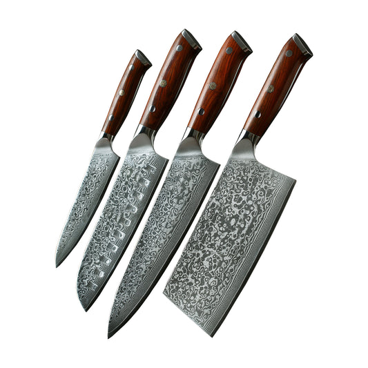 BRBLD 67 Layers Damascus Steel 4 Pcs Chef Knife Set-Chef Knife Set-BARLAS BLADES