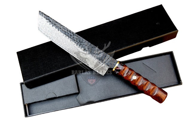 BARLAS BLADES Damascus VG10 Nakiri Chef Knife Kitchen Knife With Iron Wood Handle-BARLAS BLADES