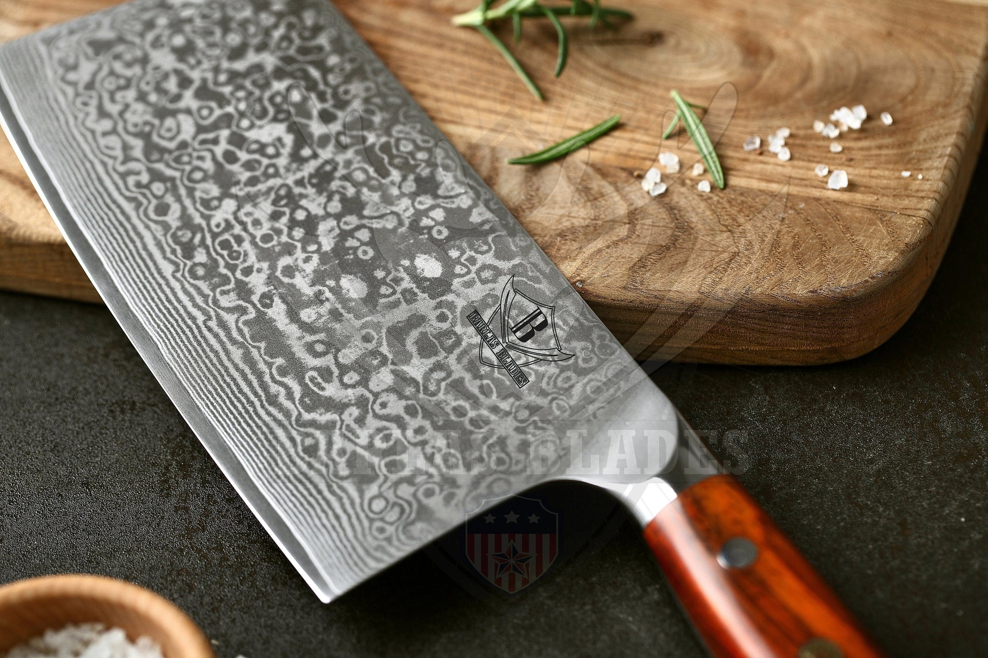 BARLAS BLADES 67 Layered Premium Damascus Chef Cleaver with Rosewood Handle-BARLAS BLADES