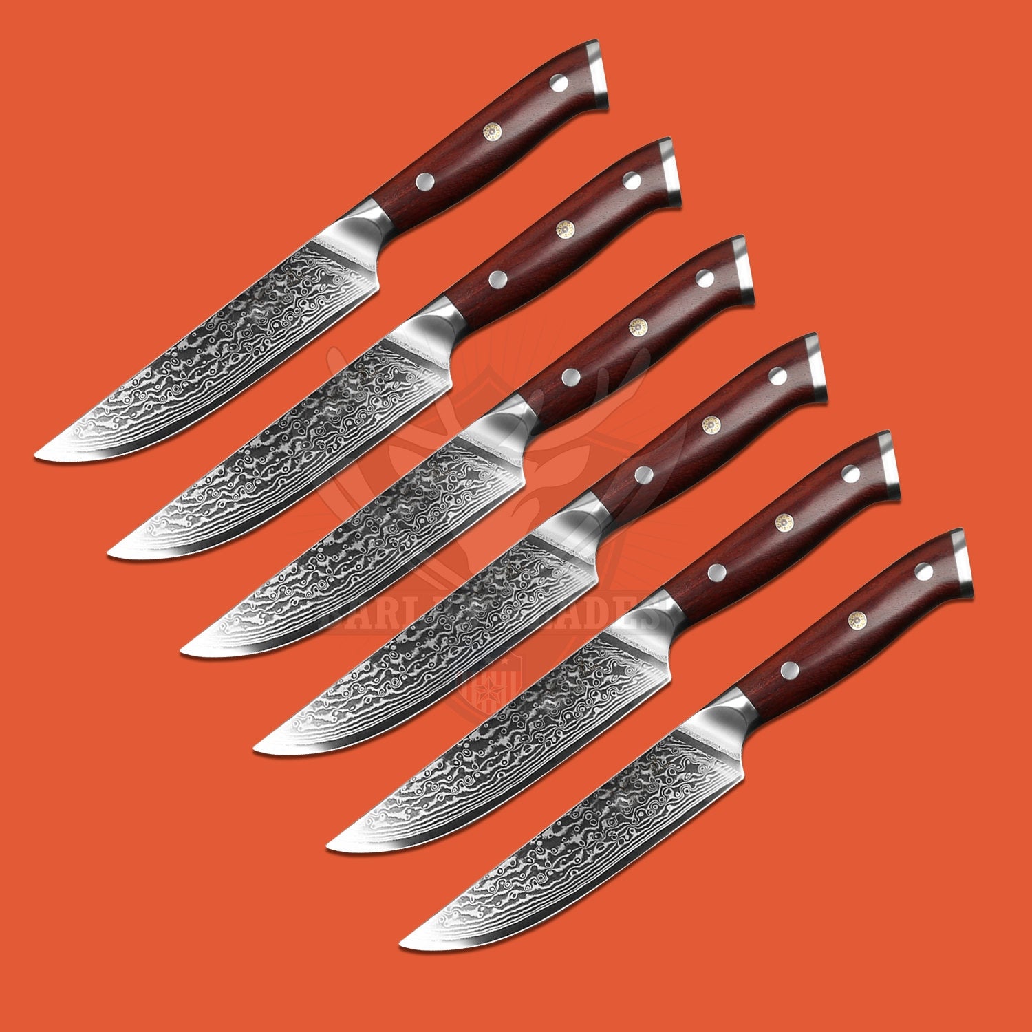 BARLAS BLADES Damascus Steak Knife 6 Pcs Set-Steak Knife Set-BARLAS BLADES