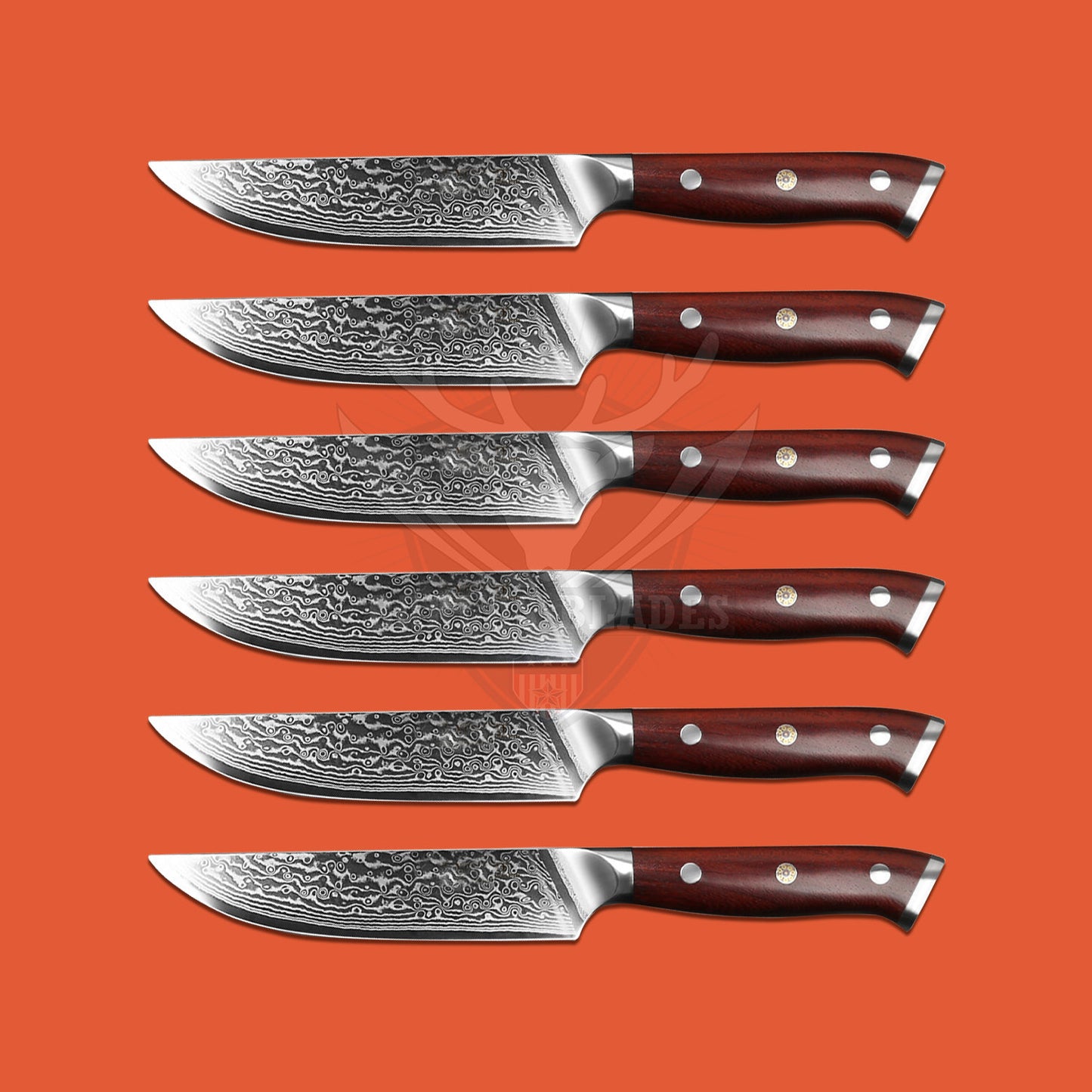 BARLAS BLADES Damascus Steak Knife 6 Pcs Set-Steak Knife Set-BARLAS BLADES