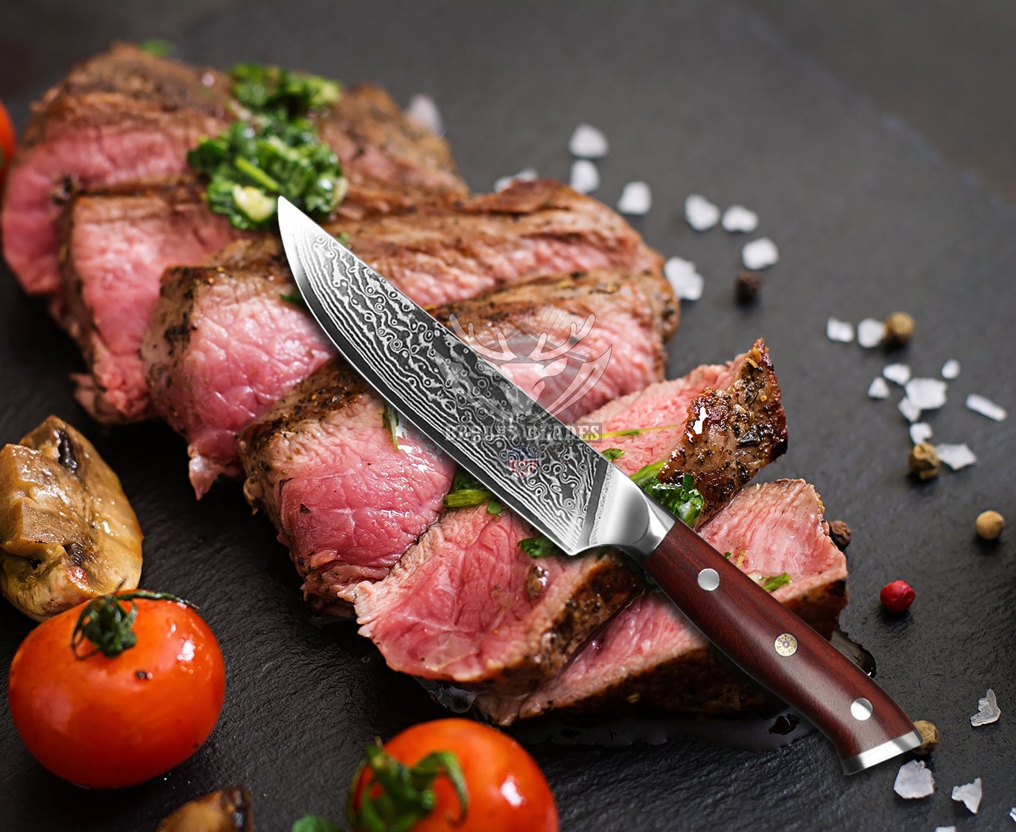 BARLAS BLADES Damascus Steak Knife 6 Pcs Set-Steak Knife Set-BARLAS BLADES