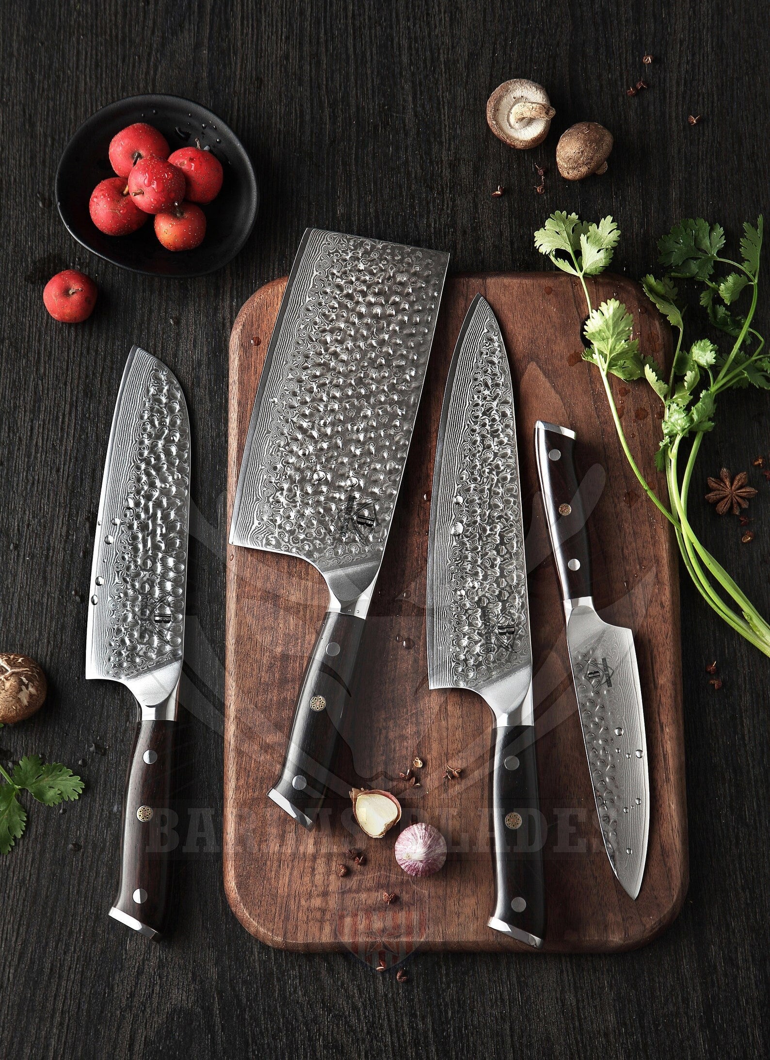 BARLAS BLADES Damascus 67 Layered Steel 4 Pcs Chef Knife Set Kitchen Knives-Chef Knife Set-BARLAS BLADES