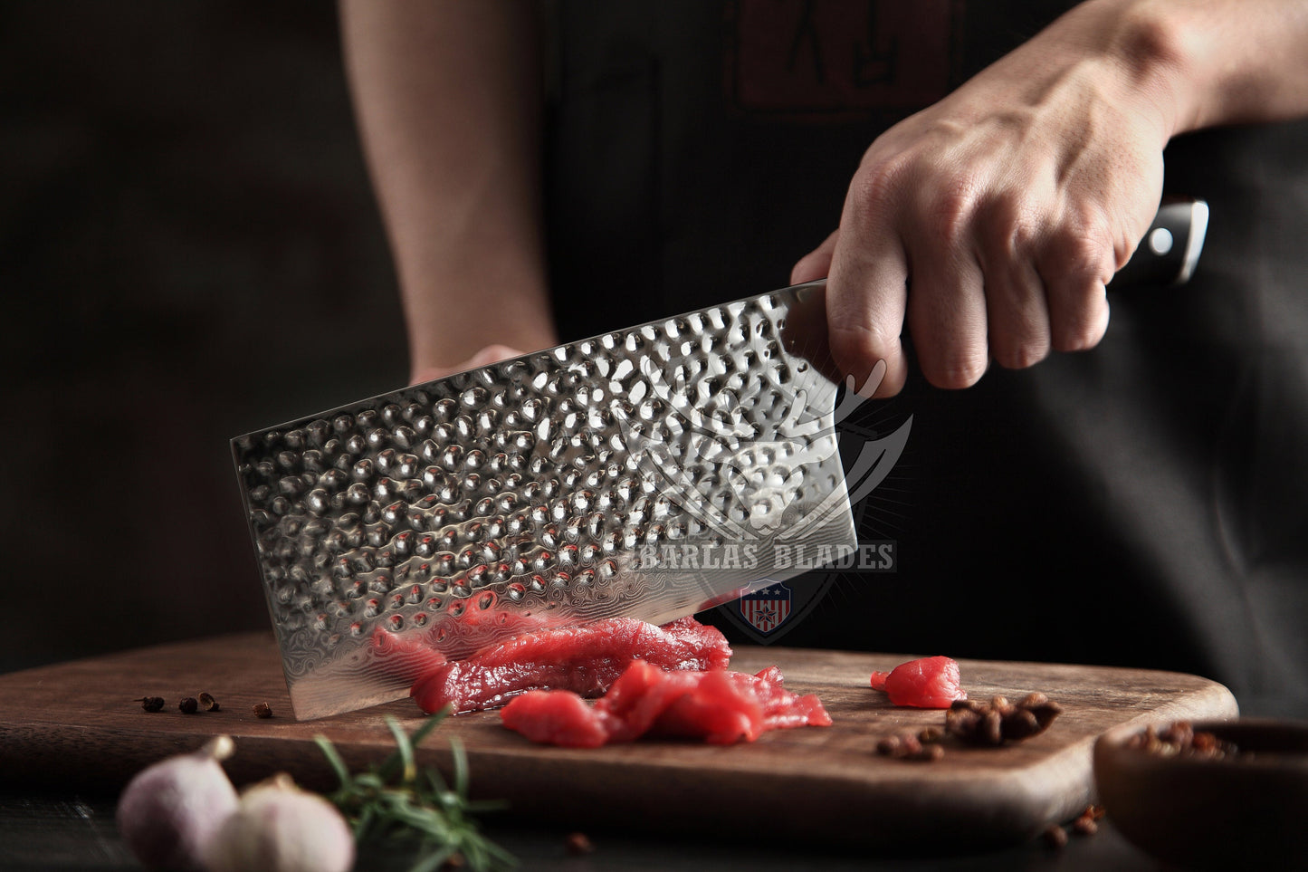 BARLAS BLADES Premium Diamond Pattern Damascus Chef Cleaver Knife-Cleaver knife-BARLAS BLADES