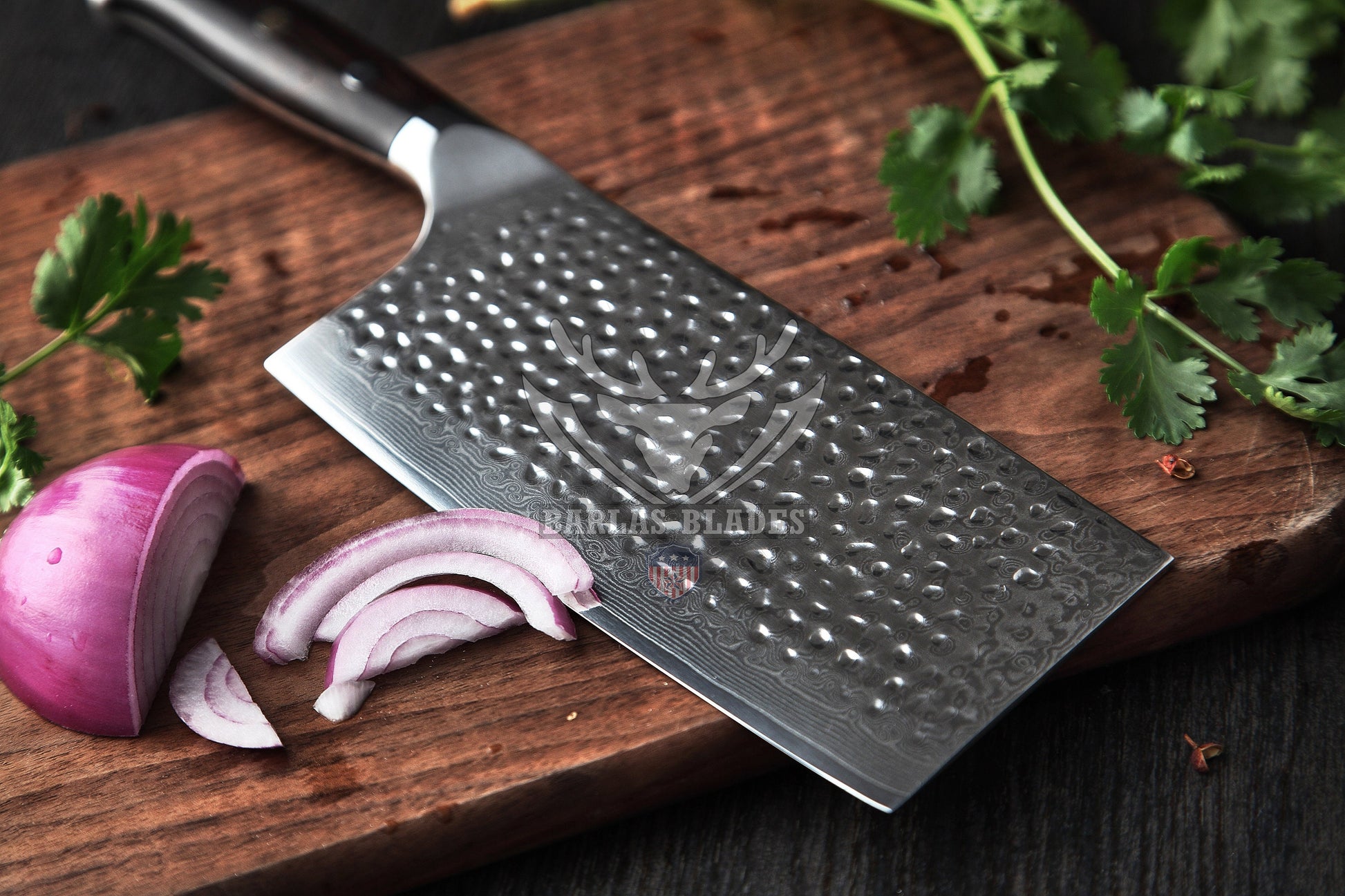 BARLAS BLADES Premium Diamond Pattern Damascus Chef Cleaver Knife-Cleaver knife-BARLAS BLADES