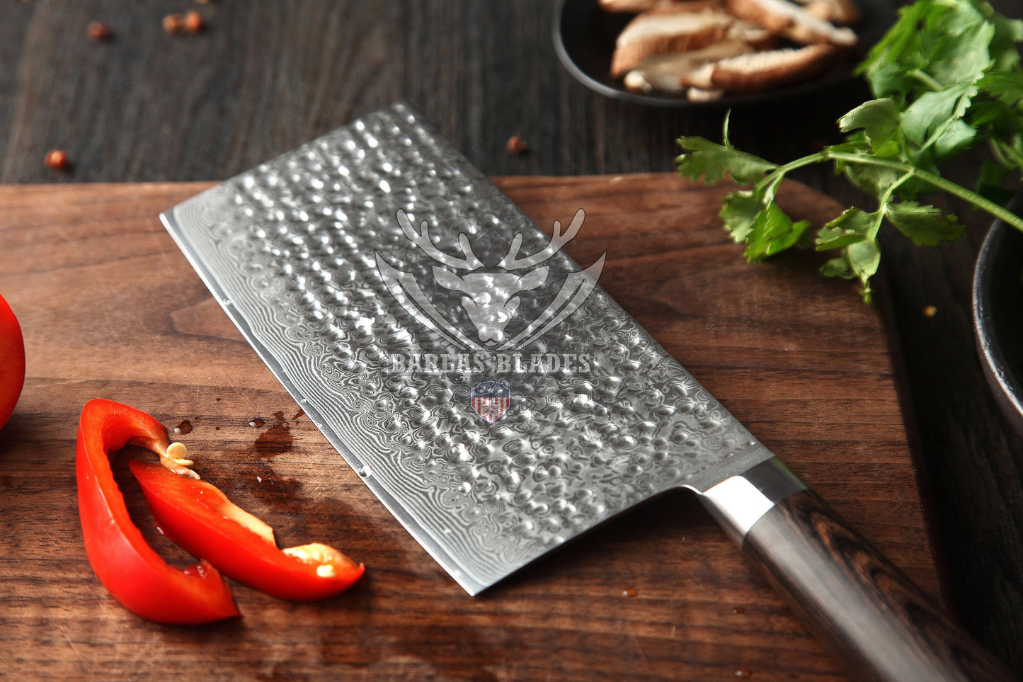 BARLAS BLADES 67 Layered Damascus Steel Chef Cleaver-Cleaver Knife-BARLAS BLADES