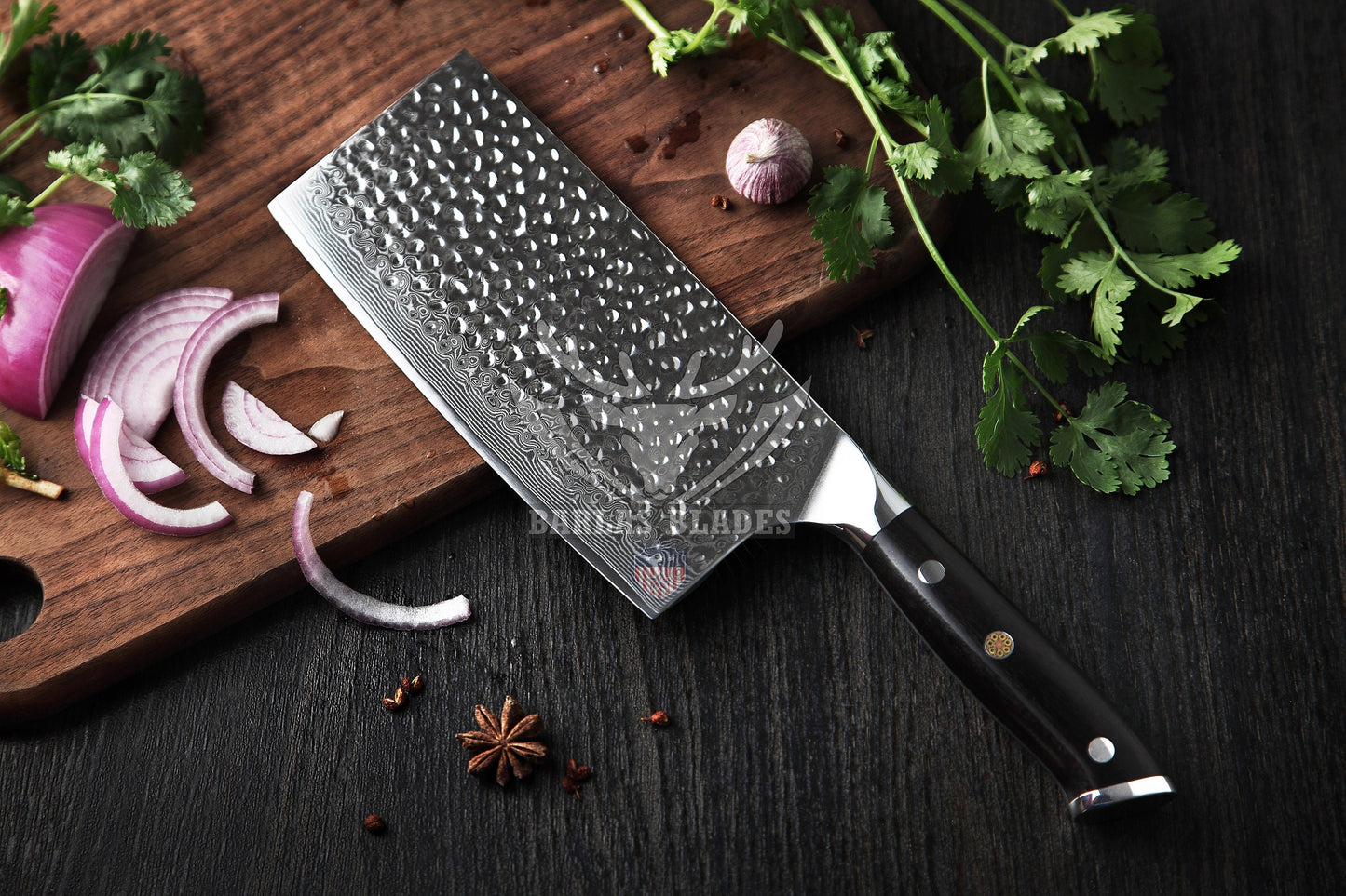 BARLAS BLADES Premium Diamond Pattern Damascus Chef Cleaver Knife-Cleaver knife-BARLAS BLADES